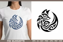 Symbolic Tribal Fox Silhouette SVG Design. Tattoo Fox SVG Product Image 1