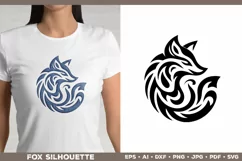 Symbolic Tribal Fox Silhouette SVG Design. Tattoo Fox SVG Product Image 1