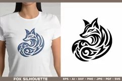 Symbolic Tribal Fox Silhouette SVG Design. Tattoo Fox SVG Product Image 1