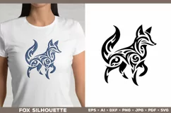 Symbolic Tribal Fox Silhouette SVG Design. Tattoo Fox SVG Product Image 1
