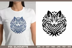 Symbolic Tribal Fox Silhouette SVG Design. Tattoo Fox SVG Product Image 1