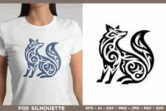 Symbolic Tribal Fox Silhouette SVG Design. Tattoo Fox SVG Product Image 1