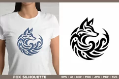 Symbolic Tribal Fox Silhouette SVG Design. Tattoo Fox SVG Product Image 1