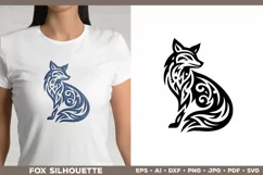 Symbolic Tribal Fox Silhouette SVG Design. Tattoo Fox SVG Product Image 1