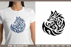 Symbolic Tribal Fox Silhouette SVG Design. Tattoo Fox SVG Product Image 1