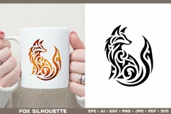 Symbolic Tribal Fox Silhouette SVG Design. Tattoo Fox SVG Product Image 2