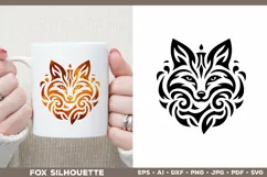 Symbolic Tribal Fox Silhouette SVG Design. Tattoo Fox SVG Product Image 2