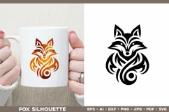 Symbolic Tribal Fox Silhouette SVG Design. Tattoo Fox SVG Product Image 2