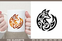 Symbolic Tribal Fox Silhouette SVG Design. Tattoo Fox SVG Product Image 2
