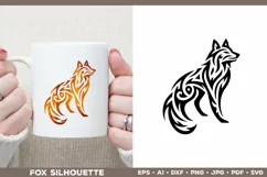 Symbolic Tribal Fox Silhouette SVG Design. Tattoo Fox SVG Product Image 2