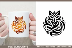 Symbolic Tribal Fox Silhouette SVG Design. Tattoo Fox SVG Product Image 2