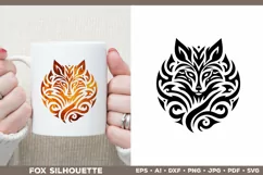 Symbolic Tribal Fox Silhouette SVG Design. Tattoo Fox SVG Product Image 2