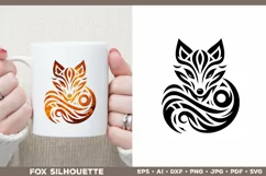 Symbolic Tribal Fox Silhouette SVG Design. Tattoo Fox SVG Product Image 2