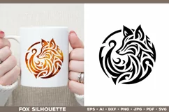 Symbolic Tribal Fox Silhouette SVG Design. Tattoo Fox SVG Product Image 2