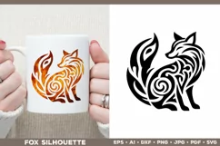 Symbolic Tribal Fox Silhouette SVG Design. Tattoo Fox SVG Product Image 2