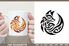Symbolic Tribal Fox Silhouette SVG Design. Tattoo Fox SVG Product Image 2