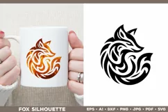 Symbolic Tribal Fox Silhouette SVG Design. Tattoo Fox SVG Product Image 2