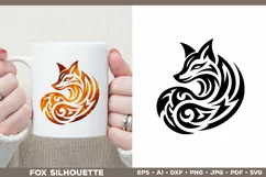 Symbolic Tribal Fox Silhouette SVG Design. Tattoo Fox SVG Product Image 2