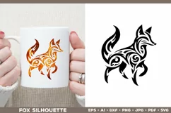 Symbolic Tribal Fox Silhouette SVG Design. Tattoo Fox SVG Product Image 2