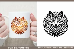 Symbolic Tribal Fox Silhouette SVG Design. Tattoo Fox SVG Product Image 2