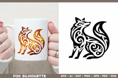 Symbolic Tribal Fox Silhouette SVG Design. Tattoo Fox SVG Product Image 2