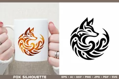 Symbolic Tribal Fox Silhouette SVG Design. Tattoo Fox SVG Product Image 2