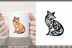 Symbolic Tribal Fox Silhouette SVG Design. Tattoo Fox SVG Product Image 2