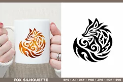 Symbolic Tribal Fox Silhouette SVG Design. Tattoo Fox SVG Product Image 2