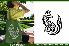 Symbolic Tribal Fox Silhouette SVG Design. Tattoo Fox SVG Product Image 3