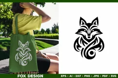 Symbolic Tribal Fox Silhouette SVG Design. Tattoo Fox SVG Product Image 3