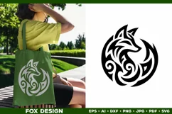 Symbolic Tribal Fox Silhouette SVG Design. Tattoo Fox SVG Product Image 3