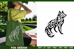 Symbolic Tribal Fox Silhouette SVG Design. Tattoo Fox SVG Product Image 3