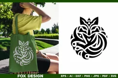 Symbolic Tribal Fox Silhouette SVG Design. Tattoo Fox SVG Product Image 3