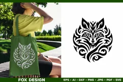 Symbolic Tribal Fox Silhouette SVG Design. Tattoo Fox SVG Product Image 3