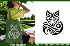 Symbolic Tribal Fox Silhouette SVG Design. Tattoo Fox SVG Product Image 3
