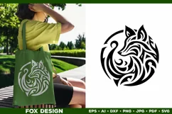 Symbolic Tribal Fox Silhouette SVG Design. Tattoo Fox SVG Product Image 3