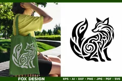 Symbolic Tribal Fox Silhouette SVG Design. Tattoo Fox SVG Product Image 3