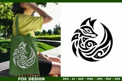 Symbolic Tribal Fox Silhouette SVG Design. Tattoo Fox SVG Product Image 3
