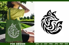 Symbolic Tribal Fox Silhouette SVG Design. Tattoo Fox SVG Product Image 3