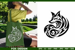 Symbolic Tribal Fox Silhouette SVG Design. Tattoo Fox SVG Product Image 3