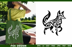Symbolic Tribal Fox Silhouette SVG Design. Tattoo Fox SVG Product Image 3