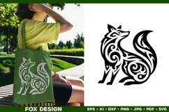 Symbolic Tribal Fox Silhouette SVG Design. Tattoo Fox SVG Product Image 3
