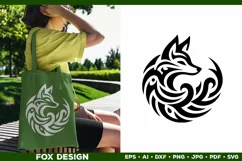 Symbolic Tribal Fox Silhouette SVG Design. Tattoo Fox SVG Product Image 3