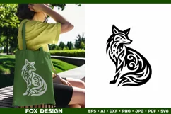 Symbolic Tribal Fox Silhouette SVG Design. Tattoo Fox SVG Product Image 3