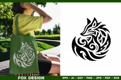 Symbolic Tribal Fox Silhouette SVG Design. Tattoo Fox SVG Product Image 3