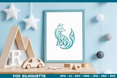 Symbolic Tribal Fox Silhouette SVG Design. Tattoo Fox SVG Product Image 4