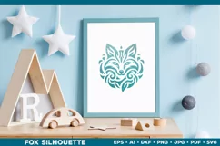 Symbolic Tribal Fox Silhouette SVG Design. Tattoo Fox SVG Product Image 4