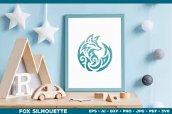 Symbolic Tribal Fox Silhouette SVG Design. Tattoo Fox SVG Product Image 4