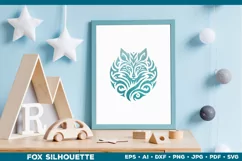 Symbolic Tribal Fox Silhouette SVG Design. Tattoo Fox SVG Product Image 4