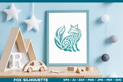 Symbolic Tribal Fox Silhouette SVG Design. Tattoo Fox SVG Product Image 4